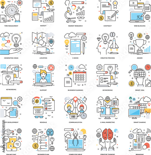 Flat Color Line Icons