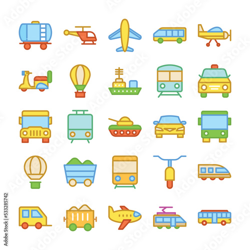Transport Colored Vector Icons 