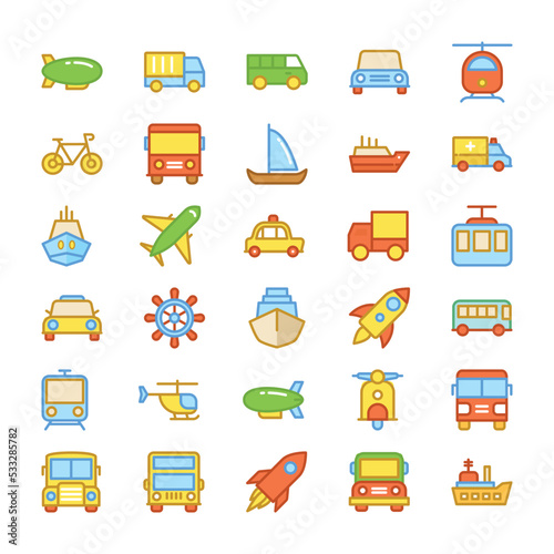 Transport Colored Vector Icons