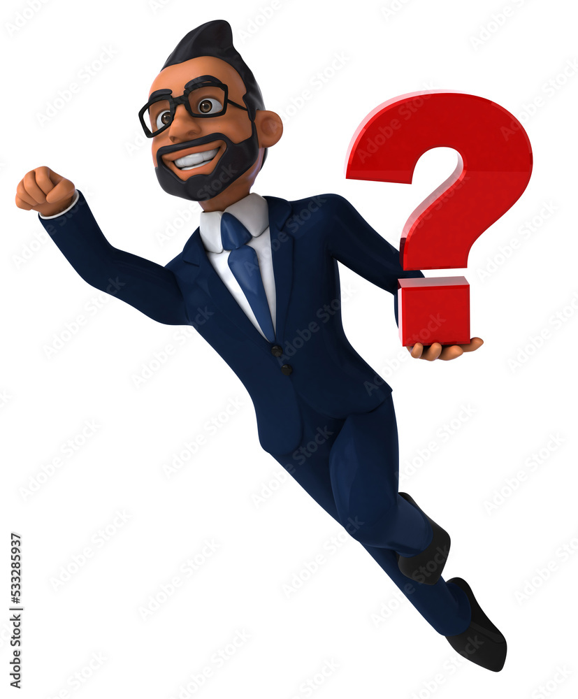 Fun 3D cartoon illustration of an indian businessman Fun 3D cartoon illustration of an indian businessman