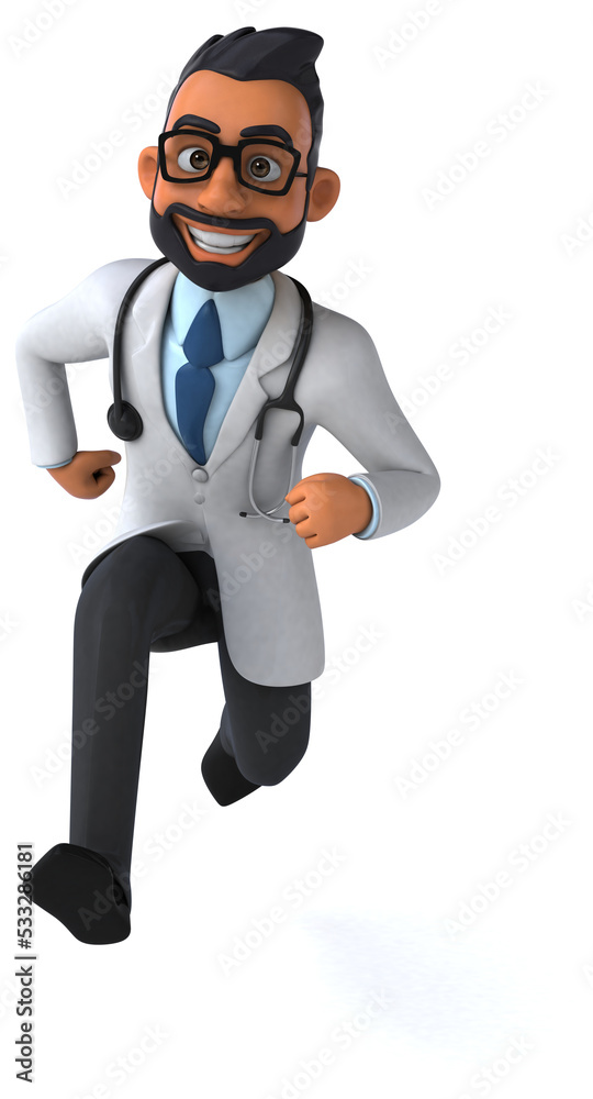 Fun 3D cartoon illustration of an indian doctor Fun 3D cartoon illustration of an indian doctor