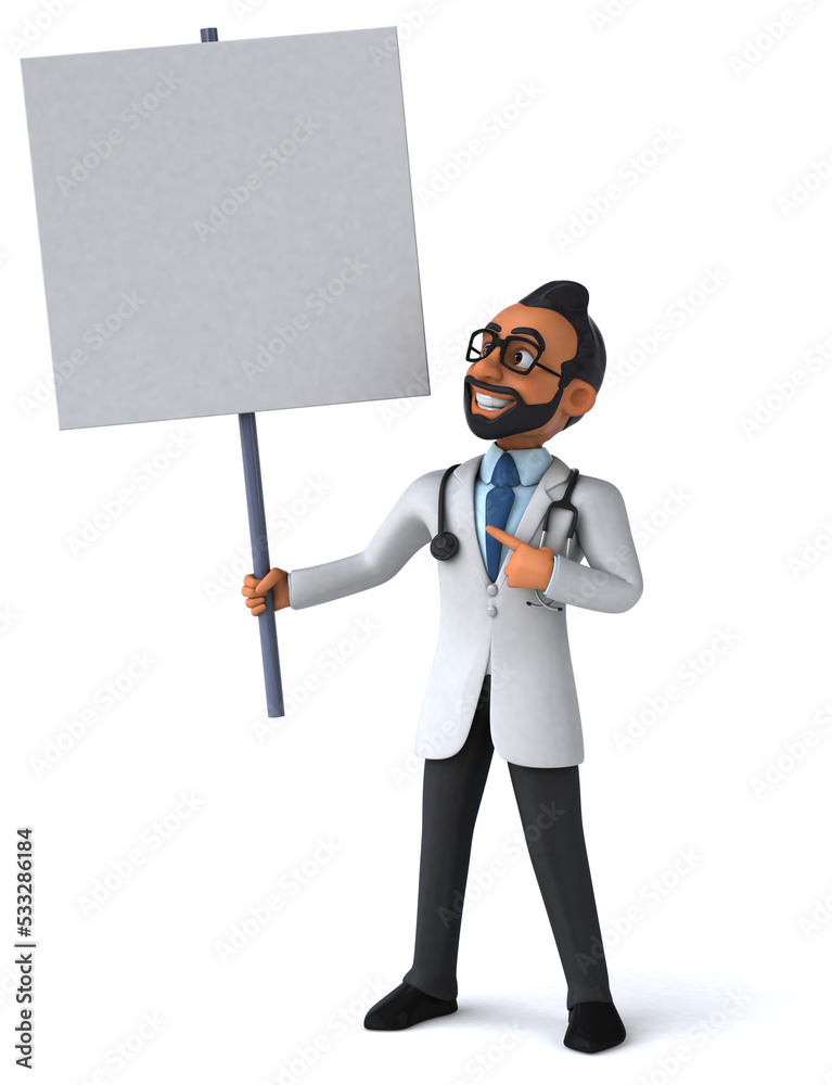 Fun 3D cartoon illustration of an indian doctor Fun 3D cartoon illustration of an indian doctor