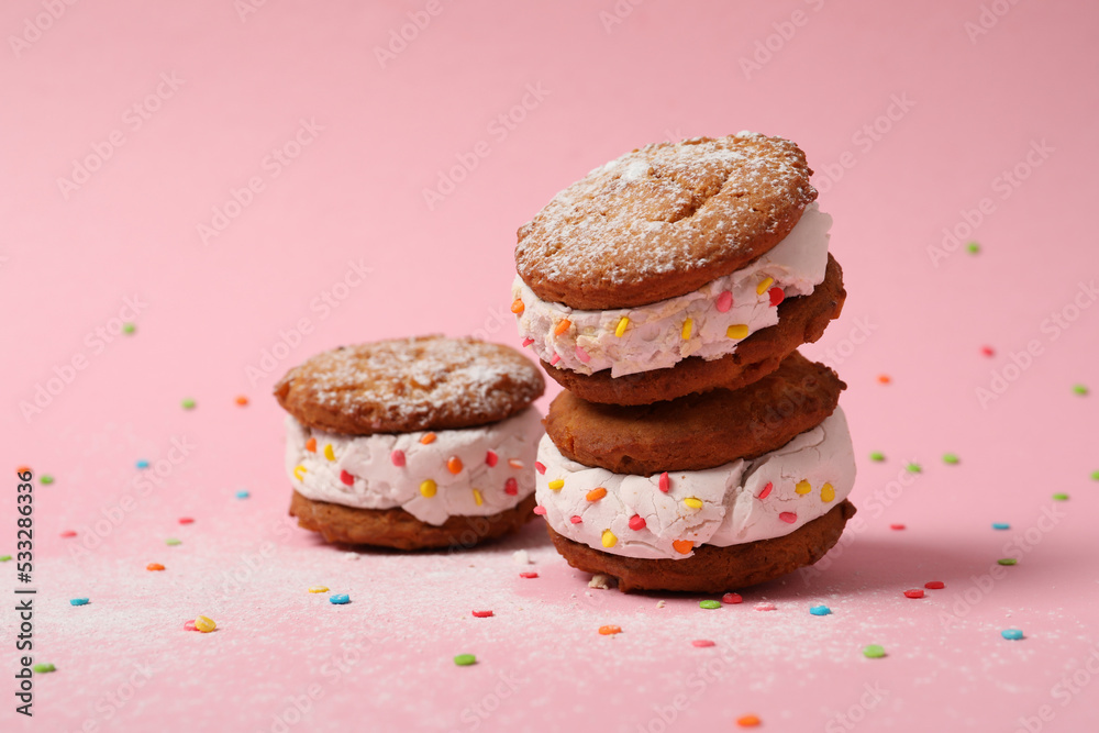 Concept of sweet food, tasty cookies with ice cream Concept of sweet food, tasty cookies with ice cream