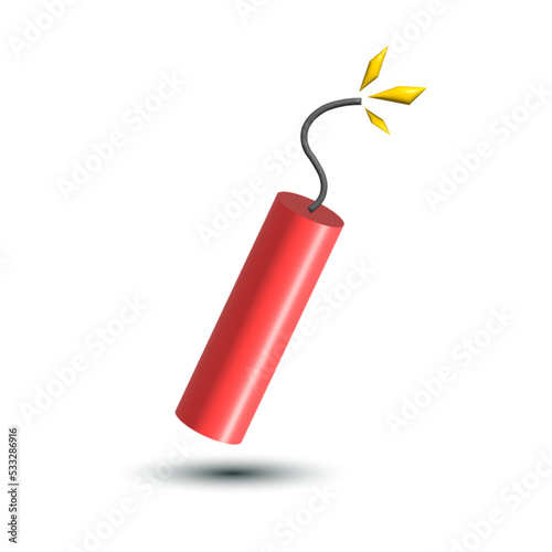 Dynamite in 3D style sparks boom