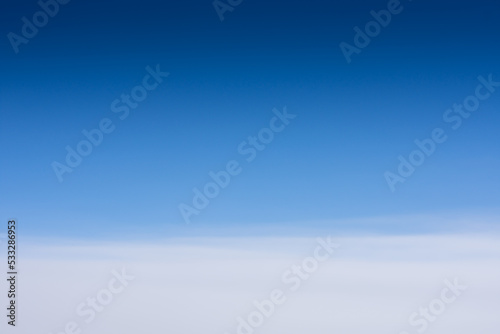 deep blue sky during a flight on vacation