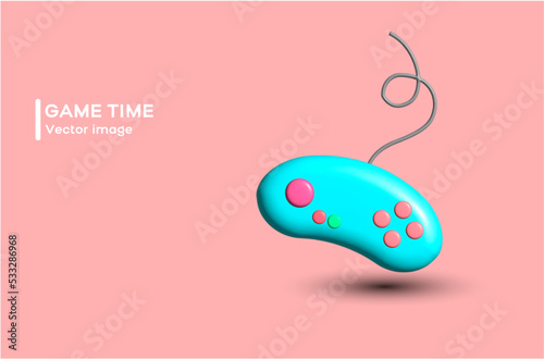 
Blue game console in 3D style for gamers