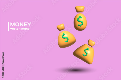 bags with money of different sizes 3d vector top