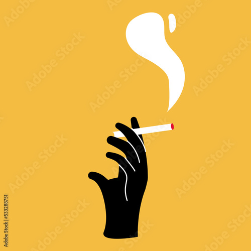 A hand with a smoking cigarette. Icon of a smoking room or smoking area
