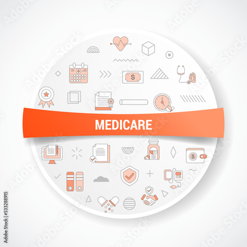 medicare concept with icon concept with round or circle shape for badge