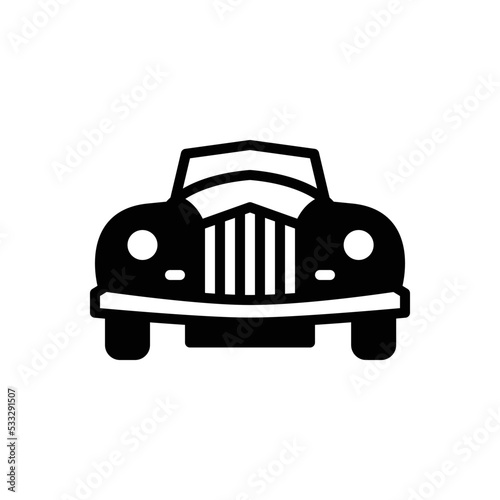 Black solid icon for old car