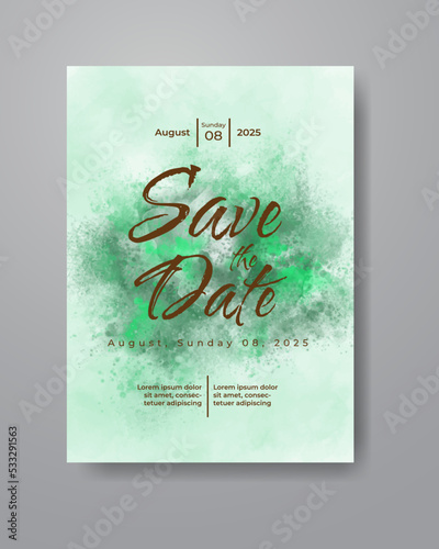 Save the date with watercolor background. Design for your invitation.