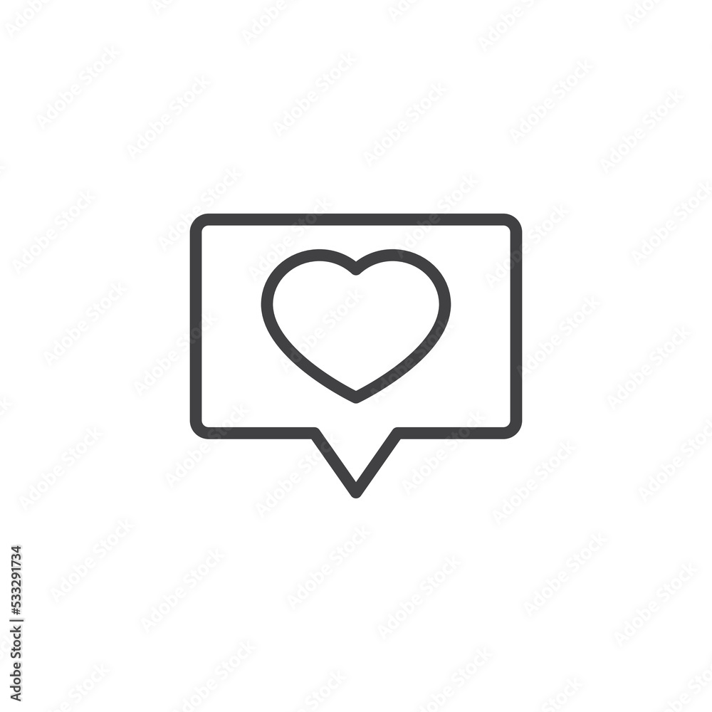 Speech bubble with heart line icon