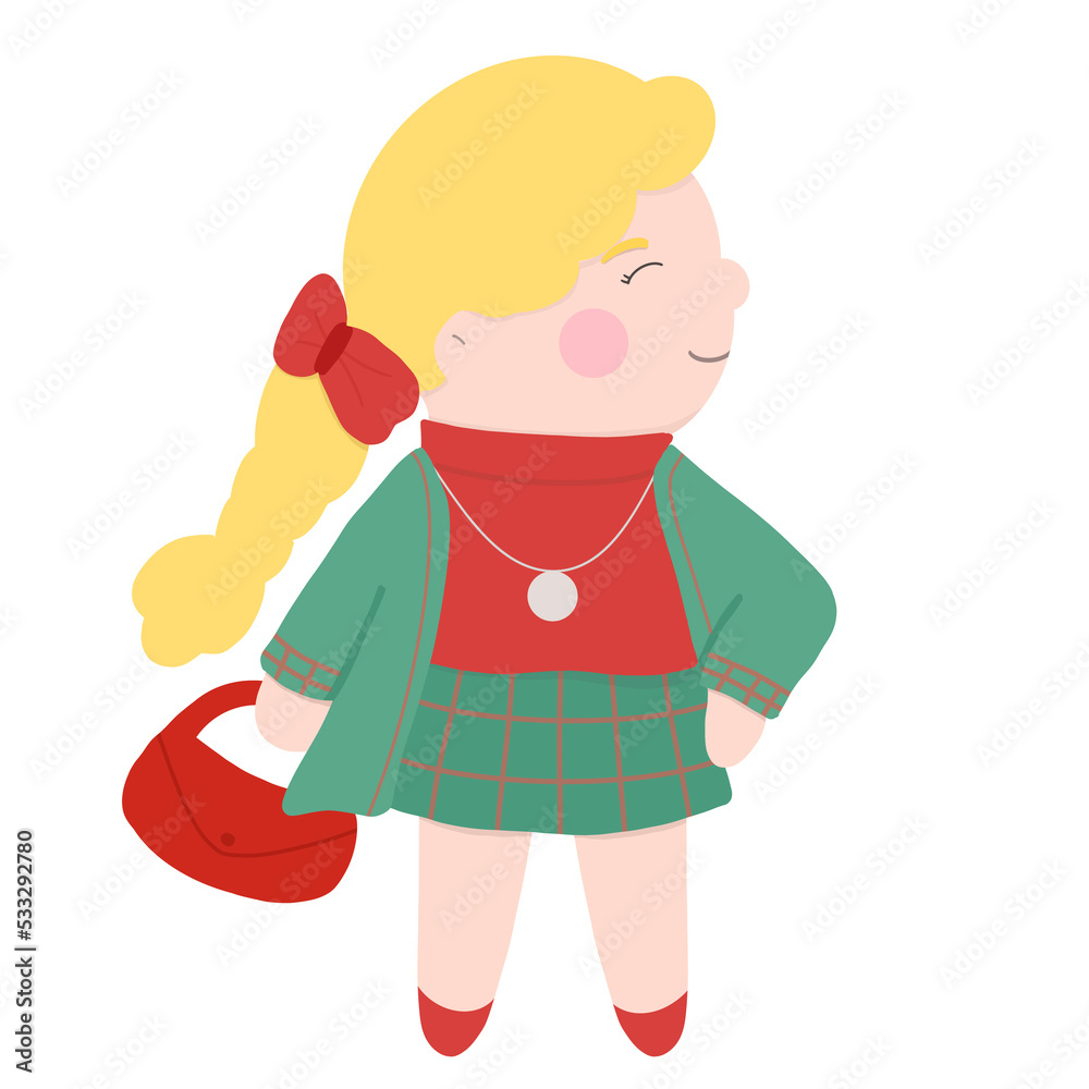 Cute girl with green clothes cartoon Cute girl with green clothes cartoon