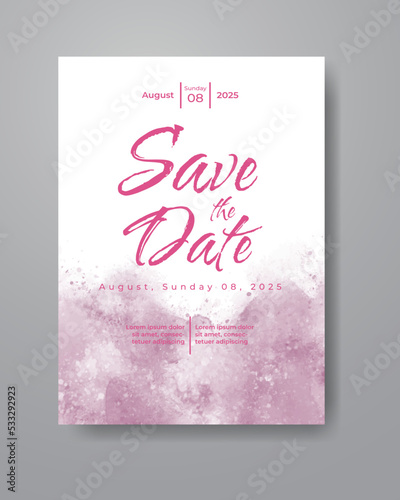 Save the date with watercolor background. Design for your invitation.