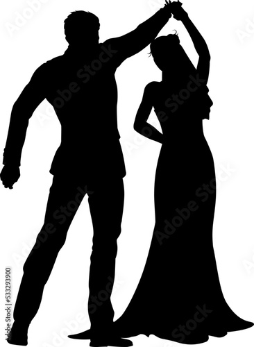 Bride and groom couple silhouettes. Woman in a bridal wedding dress