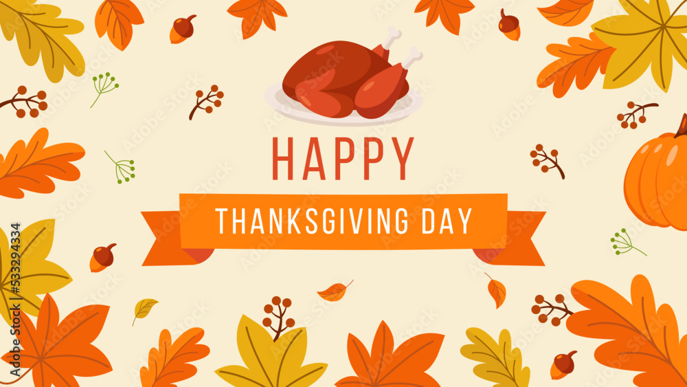 happy thanksgiving day background design in flat style illustration