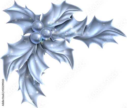 Christmas holly vintage wreath corner sprig design element