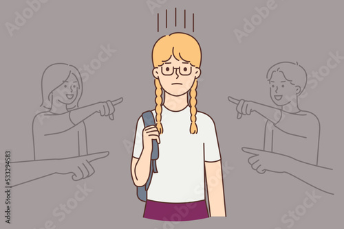 Children point bullying girl child 