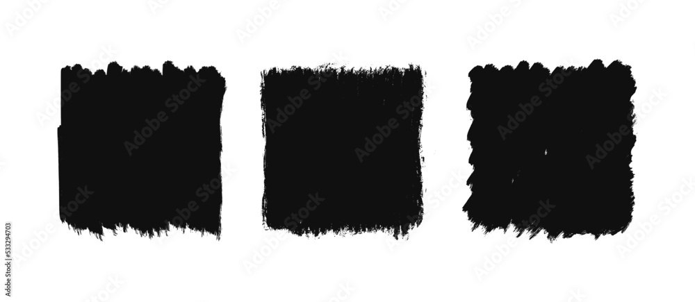Grunge square template backgrounds. Hand drawn rectangular shapes