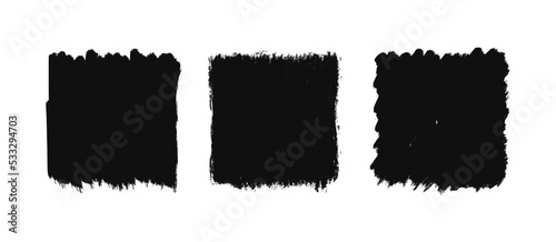 Grunge square template backgrounds. Hand drawn rectangular shapes. Dirty grunge design frames. Chalk drawn square boxes. Vector illustration isolated on white background.