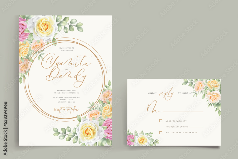 yellow rose border and frame background design card