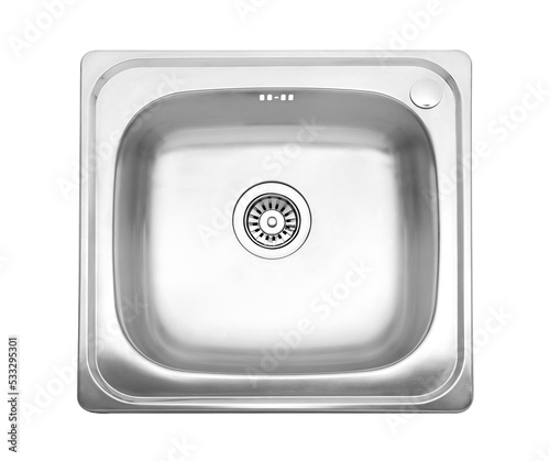 Canvas Print Top view of an empty sink on white