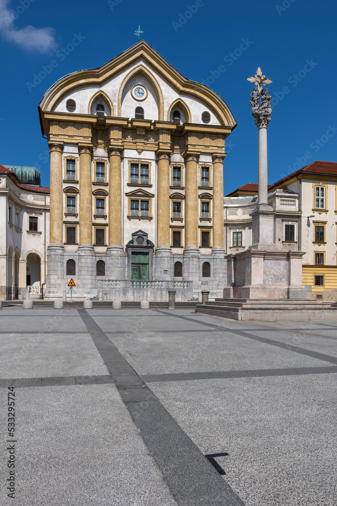 Church and Column of the Holy Trinity in Ljubljana, Slovenia