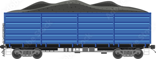 Freight boxcar wagon with coal.