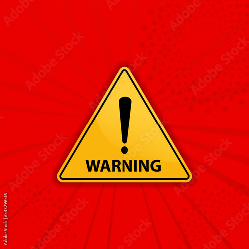warning signs isolated red background