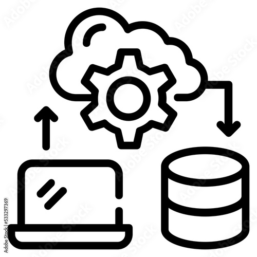 An outline icon design of computing 