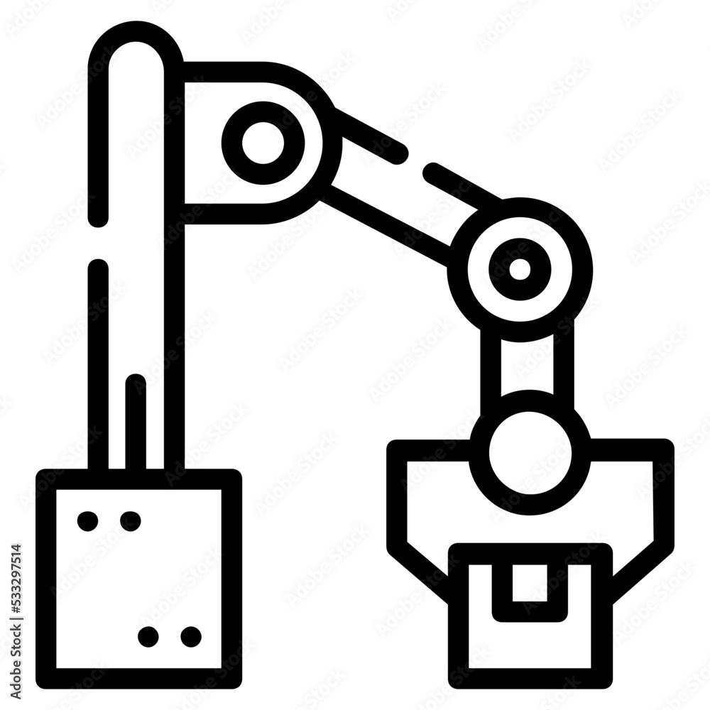 Trendy outline icon of robotic arm Trendy outline icon of robotic arm