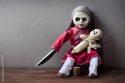 Fotobehang doll with a doll