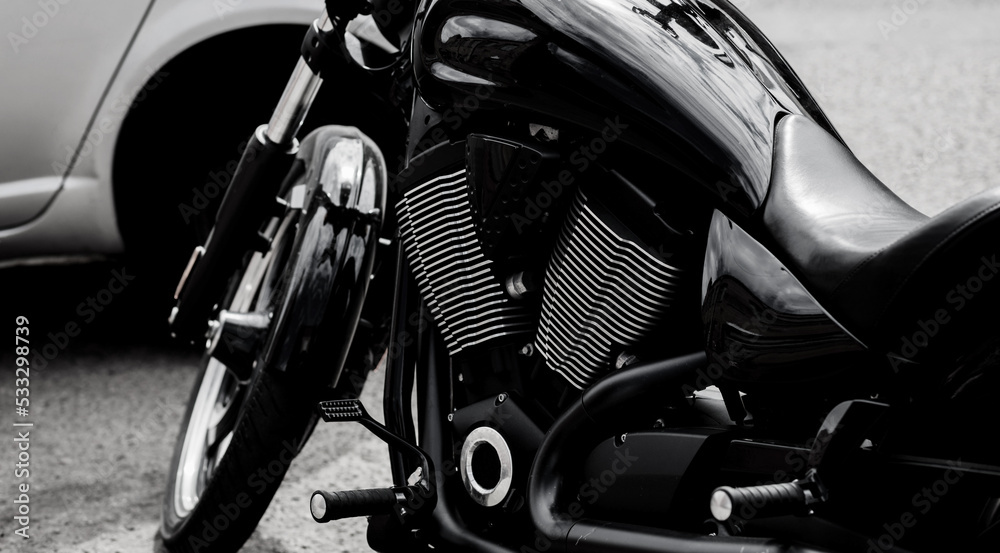 Details of a chopper motorcycle. Details of a chopper motorcycle.