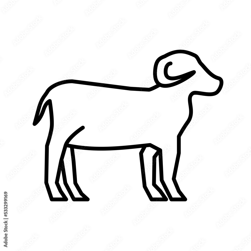 Simple And Clean Goat, Lamb Side View Outline Vector Illustration