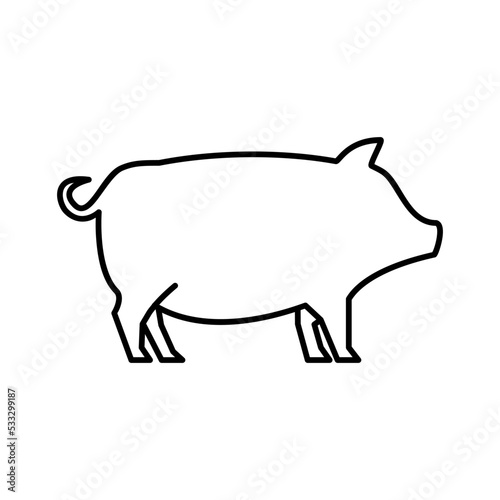Simple And Clean Pig Side View Outline Vector Illustration