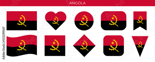 Angola flag set. Vector illustration isolated on white background photo