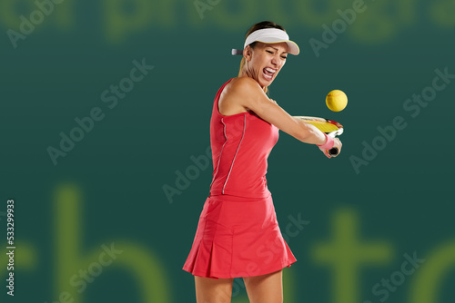 Beautiful female tennis player serving ball during competition © Denys Kurbatov