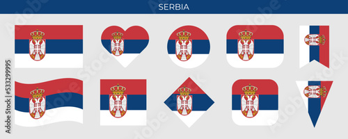 Serbia flag set. Vector illustration isolated on white background photo