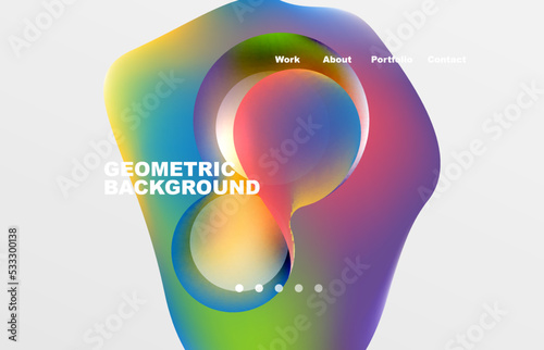 Landing page abstract liquid background. Flowing shapes, round design and circle. Web page for website or mobile app wallpaper