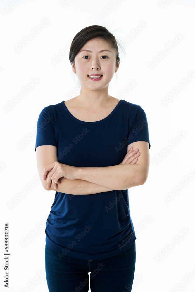 Portrait of asian young woman isoalted on white background