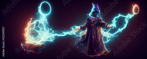 a wizard is casting a spell 2
