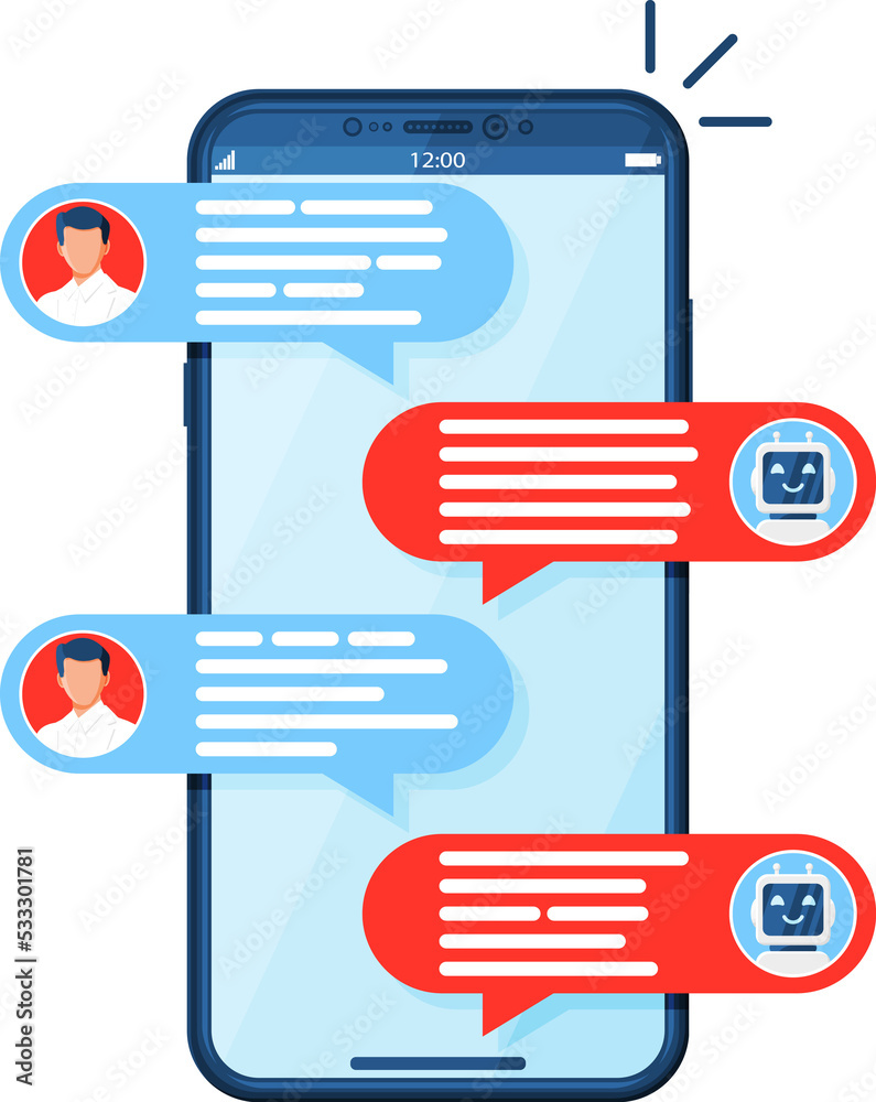 Chatting on Smartphone with Chat Bot Robot Chatting on Smartphone with Chat Bot Robot
