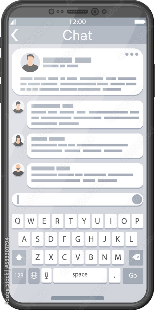Smartphone with Messaging App Page with Keyboard Smartphone with Messaging App Page with Keyboard