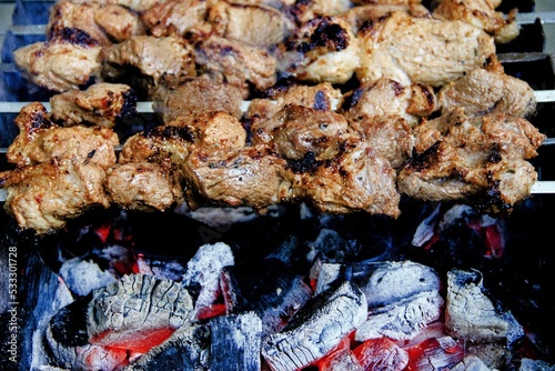 Chicken Kebab recipe with coal flame during Picnic