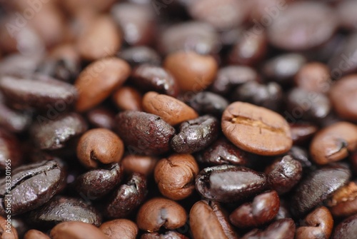 Closeup shot of Coffee beans with elegant aroma