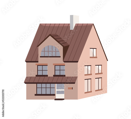 Residential house facade. Home building, outside view. Dwelling, living real ...