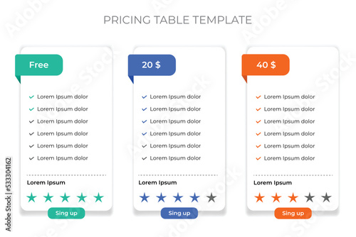 Modern  price table template
