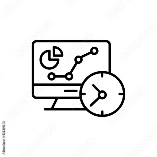 Stock market analysis time, linear style sign for mobile concept and web design. Symbol, logo illustration. Pixel perfect vector graphics
