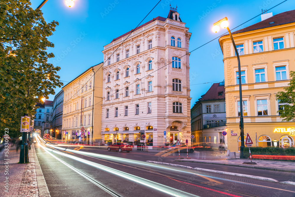 Beer Museum seen on the right side, Prague, Czech Republic Beer Museum seen on the right side, Prague, Czech Republic