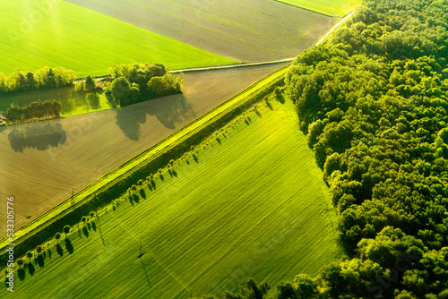 Aerial view of fields close to Vienna, Vienna, Austria photo